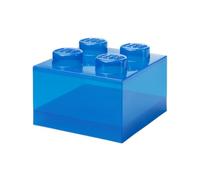Room Copenhagen LEGO - Ladrillo de almacenamiento con 4 perillas, color azul translúcido, caja de almacenamiento apilable de plástico con tapa para niños y adultos, organizador de escritorio y caja de