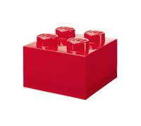 Room Copenhagen LEGO - Ladrillo de almacenamiento con 4 perillas, color rojo translúcido, caja de almacenamiento apilable de plástico con tapa para niños y adultos, organizador de escritorio y caja de