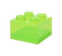Room Copenhagen LEGO - Ladrillo de almacenamiento con 4 perillas, color verde claro, caja de almacenamiento apilable de plástico con tapa para niños y adultos, organizador de escritorio y caja de