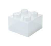 Room Copenhagen LEGO - Ladrillo de almacenamiento con 4 perillas y purpurina translúcida, caja de almacenamiento de plástico apilable con tapa para niños y adultos, organizador de escritorio y caja de