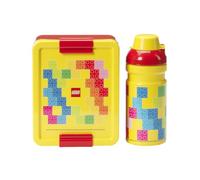 Room Copenhagen LEGO LUNCH SET - Diseño icónico, divertido y funcional, botella de 390 ml y fiambrera para niños y adultos, para comidas de viaje, color rojo y amarillo