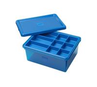 Room Copenhagen LEGO Sort & Store - Organizador de caja de almacenamiento duradera de 17.7 L con separadores extraíbles para ladrillos, minifiguras y accesorios azul mediano