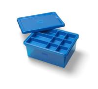 Room Copenhagen LEGO Sort & Store - Organizador de caja de almacenamiento duradera de 17.7 L con separadores extraíbles para ladrillos, minifiguras y accesorios azul mediano