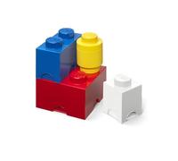Room Copenhagen 40150001 Multipack de Ladrillos de Almacenamiento de Lego, Largo. Cajas de almacenaje apilables. Conjunto de 4 Piezas, Multicolor, 0 cm, 4