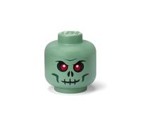 Room Copenhagen LEGO Storage Head (PEQUEÑO) - Verde SKELETON - Caja de Almacenaje con Tapa para Juguetes, Organizador Apilable y Solución de Almacenaje Divertida