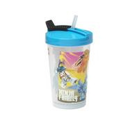 Room Copenhagen Vaso Ninjago LEGO con Paja para Niños, Taza Reutilizable con Tapa y Paja, Gráficos de LEGO, Aislante y Funcional, Ideal para Viajes y Picnic, Azur & Negro