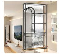 Room Divider Privacy Screen, Translucent Glass Bathroom Entryway Half-Wall Partitions, Hotel Privacy Screen, No Assembly Required(Black-b,40X35X120 CM)
