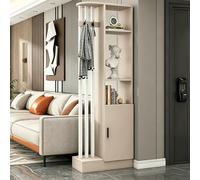 Room Divider with Shelves, Wall Room Divider Bookshelf, Freestanding Wood Privacy Screen with Storage Cabinet, Coat Rack, Privacy Screens for Home Office(Brown+White,60cm/23.6in)