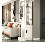 Room Divider with Shelves, Wall Room Divider Bookshelf, Freestanding Wood Privacy Screen with Storage Cabinet, Coat Rack, Privacy Screens for Home Office(White+White,60cm/23.6in)