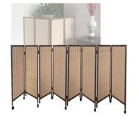 Room Dividers Panels, 3/4/5/6/7/8 Panel Short Room Divider,Movable Privacy Screen With Pulleys,Foldable Bamboo Blackout Decorative Partition For Home School Kindergarten,Brown-100X40Cm-8 Panels