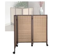 Room Dividers Panels, 3/4/5/6/7/8 Panel Short Room Divider,Movable Privacy Screen With Pulleys,Foldable Bamboo Blackout Decorative Partition For Home School Kindergarten,Brown-100X40Cm-3 Panels