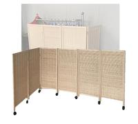 Room Dividers Panels, 3/4/5/6/7/8 Panel Short Room Divider,Movable Privacy Screen With Pulleys,Foldable Portable Decorative Partition,For Study Room Office Kindergarten,B,Brown-100X40Cm-6 Panels