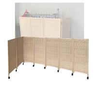 Room Dividers Panels, 3/4/5/6/7/8 Panel Short Room Divider,Movable Privacy Screen With Pulleys,Foldable Portable Decorative Partition,For Study Room Office Kindergarten,B,Brown-100X40Cm-7 Panels