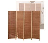 Room Dividers Panels, 3/4/5/6 Panel Short Room Partition,Foldable Portable Privacy Screen,Woven Blackout Decorative Fence,For Study Living Room Classroom Office Kindergar,Brown-120X40Cm-4 Panels