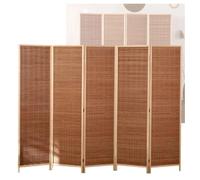 Room Dividers Panels, 3/4/5/6 Panel Short Room Partition,Foldable Portable Privacy Screen,Woven Blackout Decorative Fence,For Study Living Room Classroom Office Kindergar,Brown-120X40Cm-5 Panels