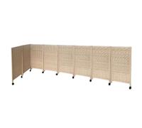 Room Dividers Panels, 4/5/6/7/8 Panel Short Room Divider,Movable Privacy Screen With Pulleys,Portable Foldable Blackout Breathable Partition,For Home Office Kindergarten,Light Brown-80X40Cm-8 Panels