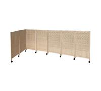 Room Dividers Panels, 4/5/6/7/8 Panel Short Room Divider,Movable Privacy Screen With Pulleys,Portable Foldable Blackout Breathable Partition,For Home Office Kindergarten,Light Brown-120X40Cm-7 Panel