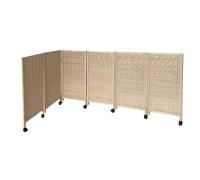 Room Dividers Panels, 4/5/6/7/8 Panel Short Room Divider,Movable Privacy Screen With Pulleys,Portable Foldable Blackout Breathable Partition,For Home Office Kindergarten,Light Brown-80X40Cm-6 Panels