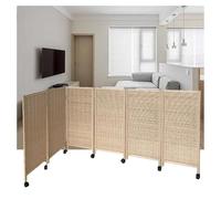 Room Dividers Panels, 4/5/6/7/8 Panel Short Room Partition,Movable Privacy Screen With Pulleys,Foldable Light-Blocking And Breathable Partition,For Home Office And Kinder,Brown-80X40Cm-6 Panels