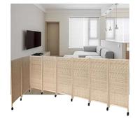 Room Dividers Panels, 4/5/6/7/8 Panel Short Room Partition,Movable Privacy Screen With Pulleys,Foldable Light-Blocking And Breathable Partition,For Home Office And Kinder,Brown-80X40Cm-8 Panels