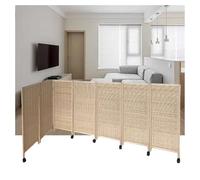 Room Dividers Panels, 4/5/6/7/8 Panel Short Room Partition,Movable Privacy Screen With Pulleys,Foldable Light-Blocking And Breathable Partition,For Home Office And Kinder,Brown-120X40Cm-7 Panels