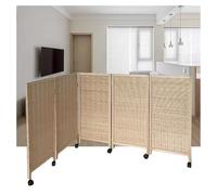Room Dividers Panels, 4/5/6/7/8 Panel Short Room Partition,Movable Privacy Screen With Pulleys,Foldable Light-Blocking And Breathable Partition,For Home Office And Kinder,Brown-80X40Cm-5 Panels