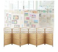 Room Dividers Panels, 4/5/6 Panel Short Room Privacy Partition,Foldable Portable Screen,Rattan Woven Blackout Decorative Partition For Home Kindergarten,Light Brown-120X4,Light Brown-120X40Cm-6 Panel