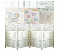 Room Dividers Panels, 4/5/6 Panel Short Room Privacy Partition,Foldable Portable Screen,Rattan Woven Blackout Decorative Partition For Home Kindergarten,White-120X40Cm-4 ,White-120X40Cm-4 Panels