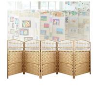 Room Dividers Panels, 4/5/6 Panel Short Room Privacy Partition,Foldable Portable Screen,Rattan Woven Blackout Decorative Partition For Home Kindergarten,Light Brown-80X40,Light Brown-80X40Cm-5 Panels