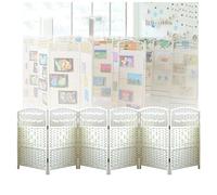 Room Dividers Panels, 4/5/6 Panel Short Room Privacy Partition,Foldable Portable Screen,Rattan Woven Blackout Decorative Partition For Home Kindergarten,White-80X40Cm-6 P,White-80X40Cm-6 Panels