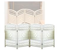 Room Dividers Panels, 4/5/6 Panel Short Room Privacy Partition,Independent Foldable Decorative Partition,Rattan Shading And Breathable Small Screen,For Classroom Kinderga,White-120X40Cm-4 Panels