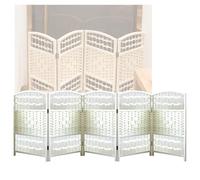 Room Dividers Panels, 4/5/6 Panel Short Room Privacy Partition,Independent Foldable Decorative Partition,Rattan Shading And Breathable Small Screen,For Classroom Kinderga,White-100X40Cm-5 Panels