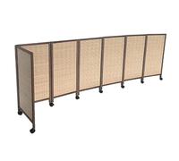 Room Dividers Panels, 5/6/7/8 Panel Short Room Divider,Movable Privacy Screen With Universal Wheels,Portable Blackout Breathable Partition,For Office Dormitory Apartment,Brown-120X40Cm-7 Panels