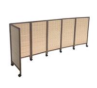 Room Dividers Panels, 5/6/7/8 Panel Short Room Divider,Movable Privacy Screen With Universal Wheels,Portable Blackout Breathable Partition,For Office Dormitory Apartment,Brown-100X40Cm-6 Panels
