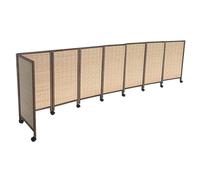 Room Dividers Panels, 5/6/7/8 Panel Short Room Divider,Movable Privacy Screen With Universal Wheels,Portable Blackout Breathable Partition,For Office Dormitory Apartment,Brown-100X40Cm-8 Panels