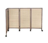 Room Dividers Panels, Short Room Divider,Freestanding Foldable Privacy Screen,Movable Decorative Partition With Pulleys,For Home Office Kindergarten,4/5/6/7/8 Panel,Brown,Brown-120X40Cm-4 Panels