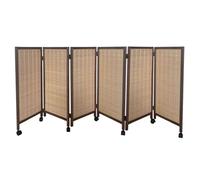 Room Dividers Panels, Short Room Divider,Freestanding Foldable Privacy Screen,Movable Decorative Partition With Pulleys,For Home Office Kindergarten,4/5/6/7/8 Panel,Brown,Brown-120X40Cm-6 Panels
