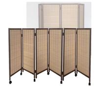 Room Dividers Panels, Short Room Divider,Mobile Privacy Screen With Pulleys,Foldable Wooden Blackout Fence,4/5/6/7/8 Panels,Suitable For Home Office Dormitory Kindergarte,Brown-100X40Cm-6 Panels