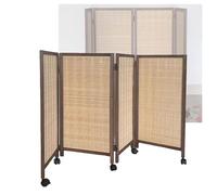 Room Dividers Panels, Short Room Divider,Mobile Privacy Screen With Pulleys,Foldable Wooden Blackout Fence,4/5/6/7/8 Panels,Suitable For Home Office Dormitory Kindergarte,Brown-100X40Cm-4 Panels