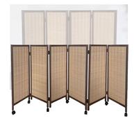 Room Dividers Panels, Short Room Dividers,Privacy Screens With Mobile Pulleys,Bamboo Blackout Decorative Fences,Freestanding Folding Screens,For Study Room Office Kinderg,Brown-100X40Cm-6 Panels