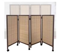 Room Dividers Panels, Short Room Dividers,Privacy Screens With Mobile Pulleys,Bamboo Blackout Decorative Fences,Freestanding Folding Screens,For Study Room Office Kinderg,Brown-100X40Cm-4 Panels