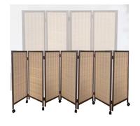 Room Dividers Panels, Short Room Dividers,Privacy Screens With Mobile Pulleys,Bamboo Blackout Decorative Fences,Freestanding Folding Screens,For Study Room Office Kinderg,Brown-120X40Cm-7 Panels