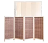 Room Dividers Panels, Short Room Partition,3/4/5/6 Panel Portable Foldable Privacy Screen,Rattan Blackout Fence Entrance Partition,Suitable For Home Office Kindergarten,D,Dark Brown-120X40Cm-4 Panels