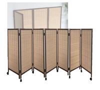 Room Dividers Panels, Short Room Partition,Movable Privacy Partition With Pulleys,3/4/5/6/7/8 Panel Bamboo Woven Light Blackout Foldable Small Screen,For Home Kindergarte,Brown-100X40Cm-7 Panels