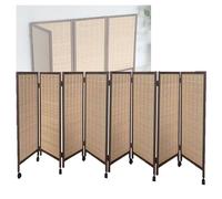 Room Dividers Panels, Short Room Partition,Movable Privacy Partition With Pulleys,3/4/5/6/7/8 Panel Bamboo Woven Light Blackout Foldable Small Screen,For Home Kindergarte,Brown-100X40Cm-8 Panels