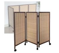 Room Dividers Panels, Short Room Partition,Movable Privacy Partition With Pulleys,3/4/5/6/7/8 Panel Bamboo Woven Light Blackout Foldable Small Screen,For Home Kindergarte,Brown-120X40Cm-3 Panels