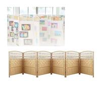 Room Dividers Panels, Short Room Partition,Rattan Light-Blocking And Breathable Privacy Small Screen,Foldable Independent Decorative Partition,For Classroom Office Kinder,Brown-80X40Cm-6 Panels