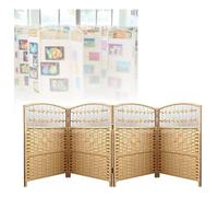 Room Dividers Panels, Short Room Partition,Rattan Light-Blocking And Breathable Privacy Small Screen,Foldable Independent Decorative Partition,For Classroom Office Kinder,Brown-100X40Cm-4 Panels