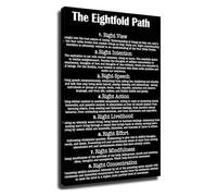 Room Inspiration The Eightfold Path Poster Buddhist Quote Mindfulness Wall-Art for Study Yoga Space(Framed,12x18inch(30x45cm))