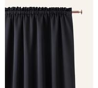 ROOM99 Aura - Cortina con Cinta fruncidora (140 x 230 cm, Ancho x Alto), Cortinas correderas Modernas, para salón, Dormitorio, Color Negro, 1 Unidad